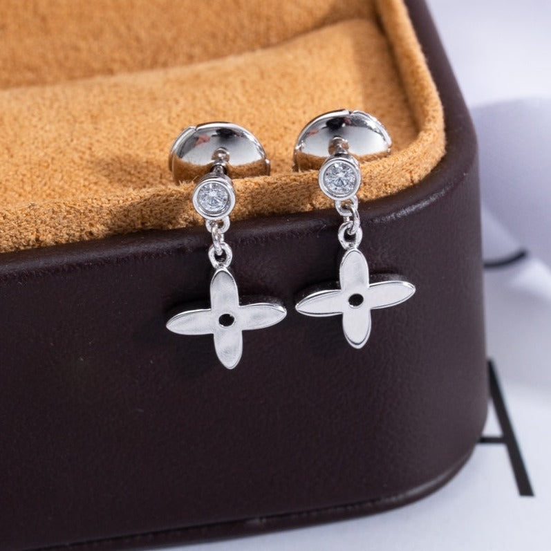 VIDYLLE SILVER DIAMOND MINI DROP EARRINGS