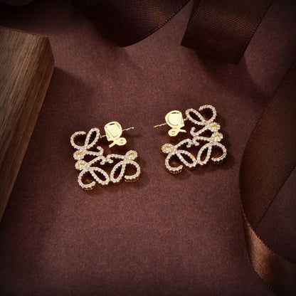 PAVED ANAGRAM GOLD EARRINGS