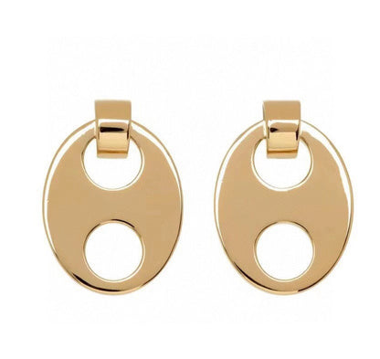 OVAL TAG GOLD EARRINGS