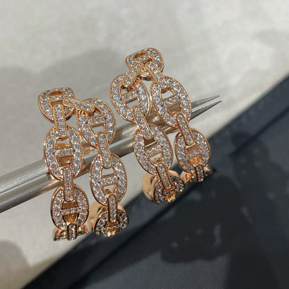 CHAINE ANCRE DIAMOND PINK GOLD EARRINGS