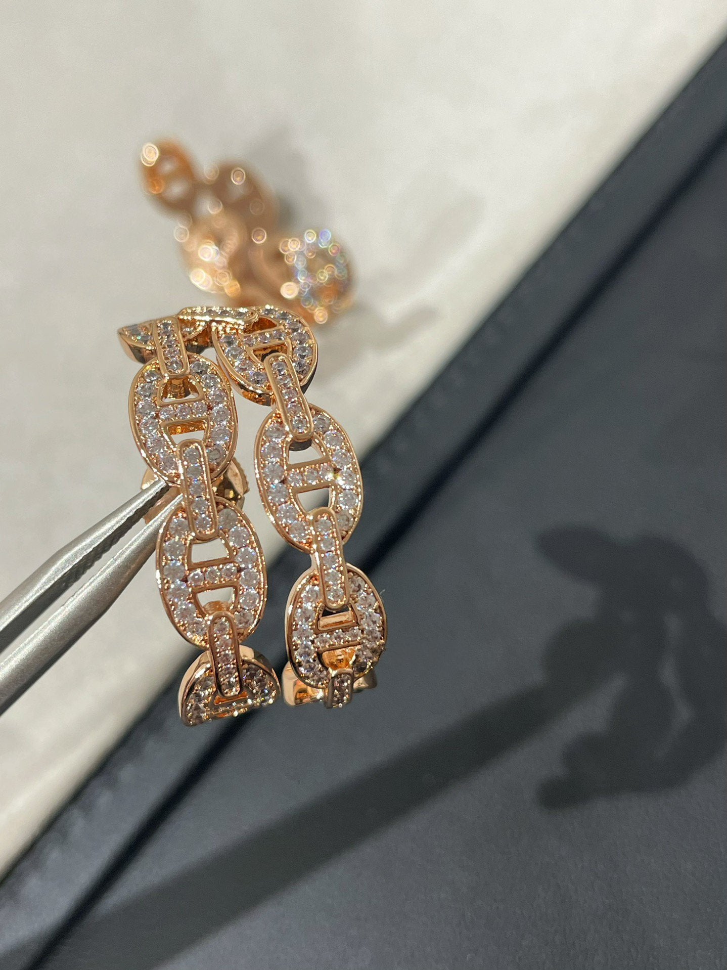 CHAINE ANCRE DIAMOND PINK GOLD EARRINGS