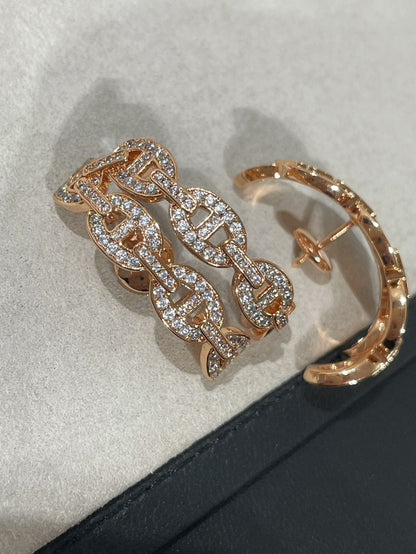 CHAINE ANCRE DIAMOND PINK GOLD EARRINGS