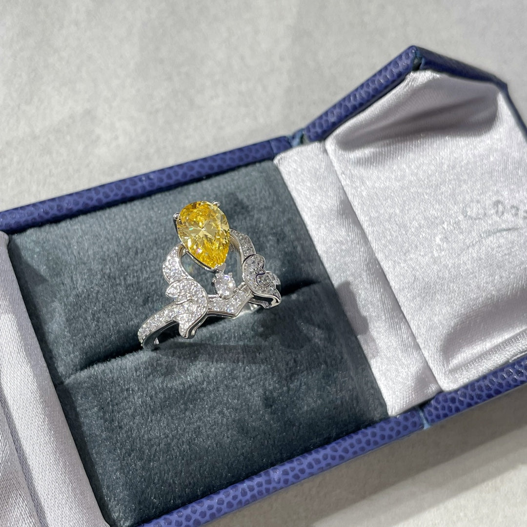 SOIR DE FETE YELLOW DIAMOND SILVER RING