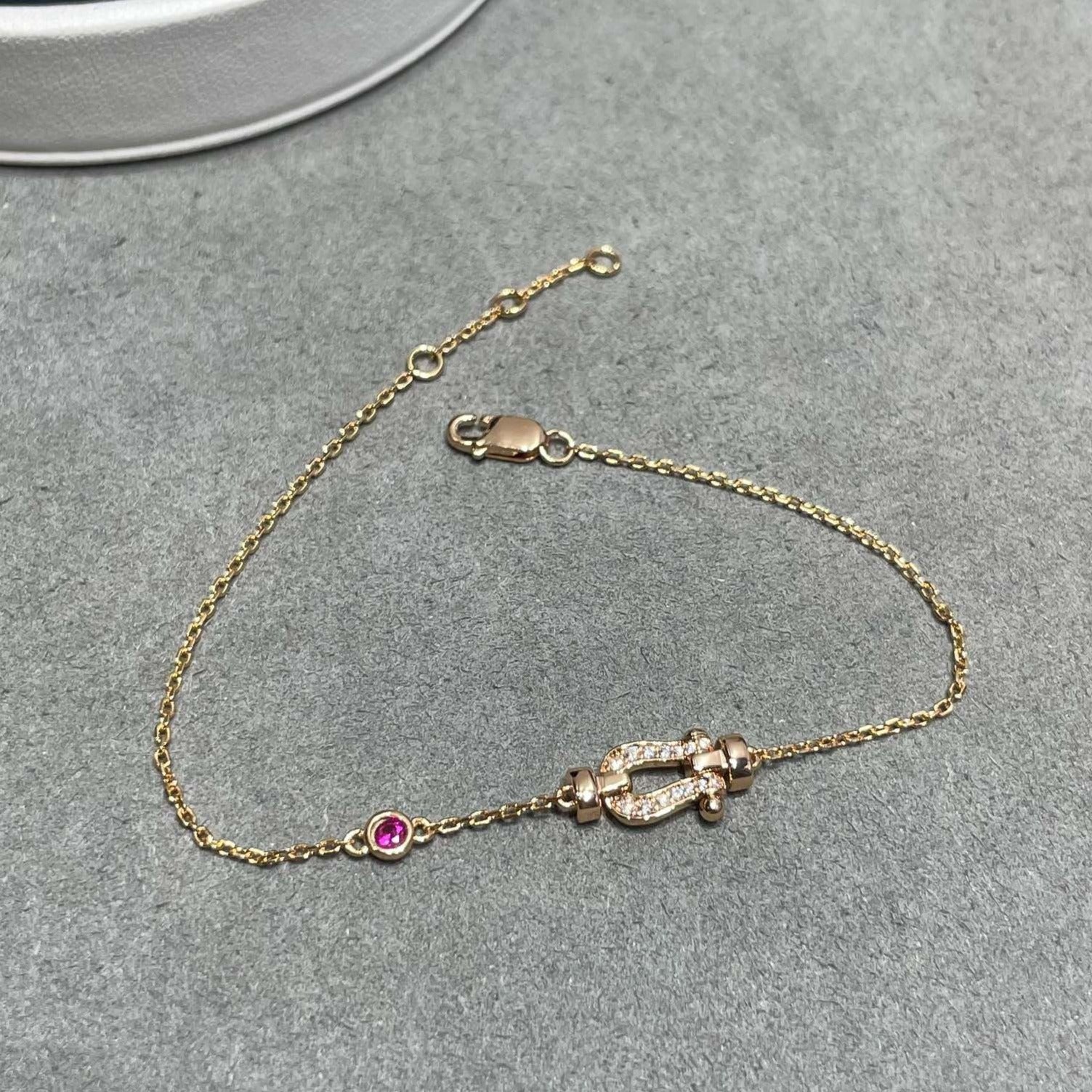 FORCE 10 DIAMOND CHAIN LINK PINK GOLD BRACELET