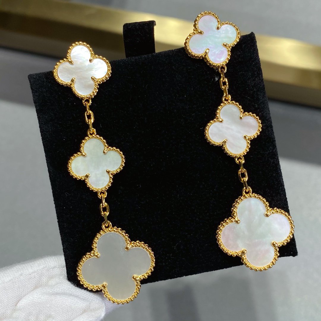 CLOVER MOP 3 MOTIFS GOLD EARRINGS