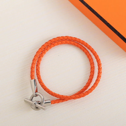 GLENAN DOUBLE TOUR SILVER LEATHER BRACELET