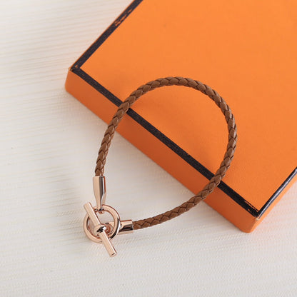 GLENAN PINK GOLD LEATHER BRACELET