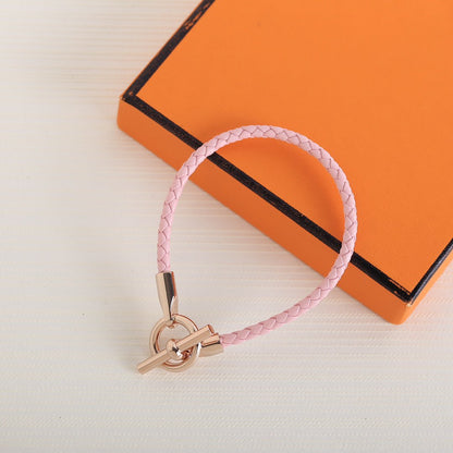 GLENAN PINK GOLD LEATHER BRACELET