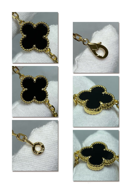 CLOVER 10 MOTIF ONYX NECKLACE