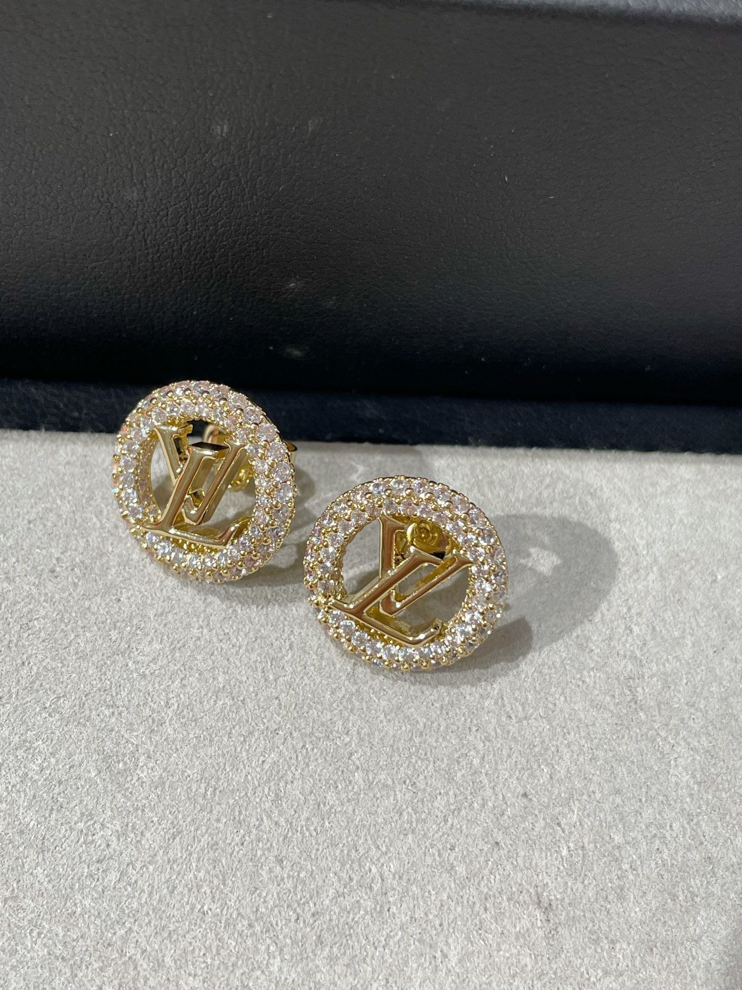 LV BY NIGHT DIAMOND PAVED STUD EARRINGS