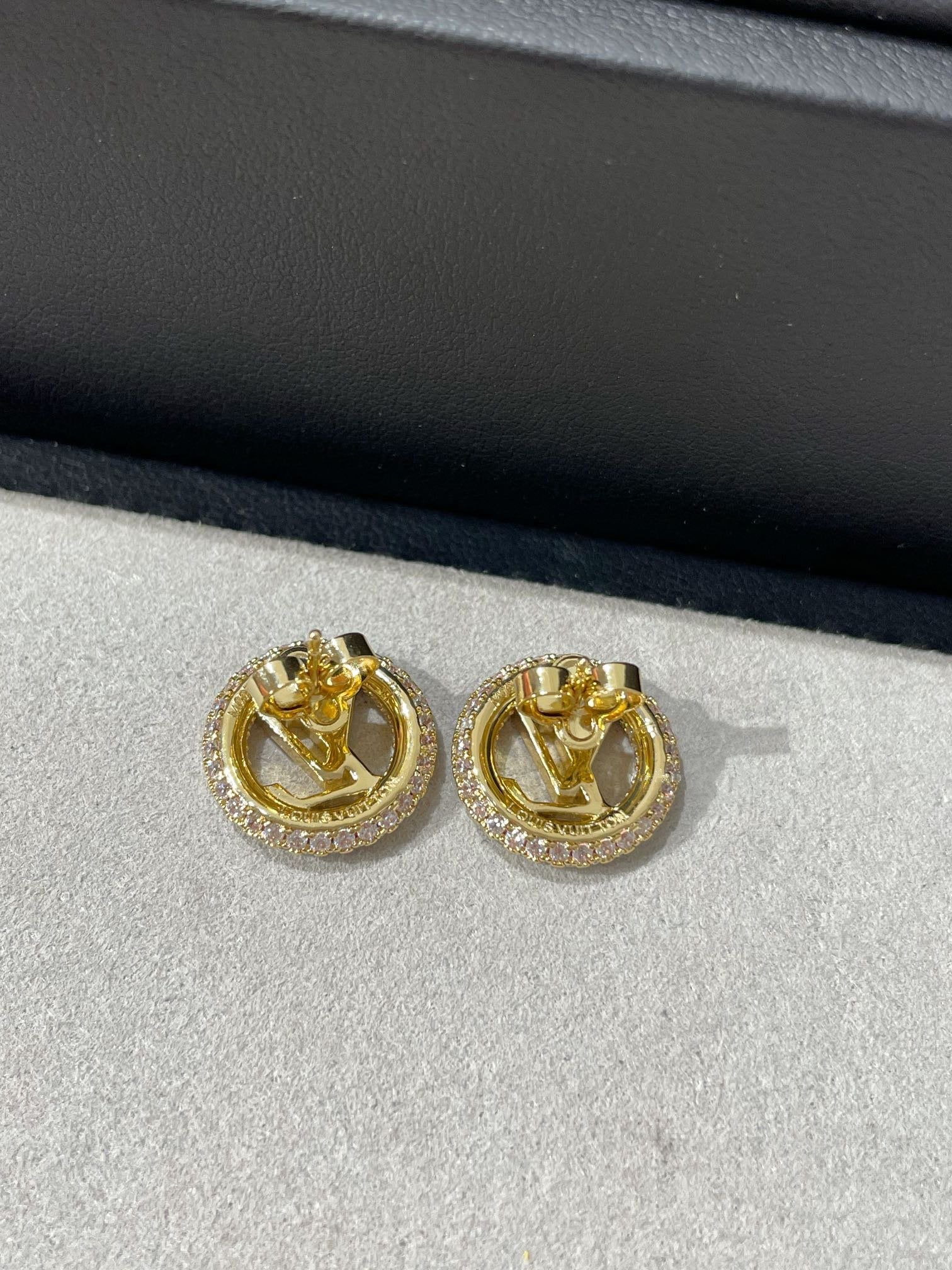 LV BY NIGHT DIAMOND PAVED STUD EARRINGS