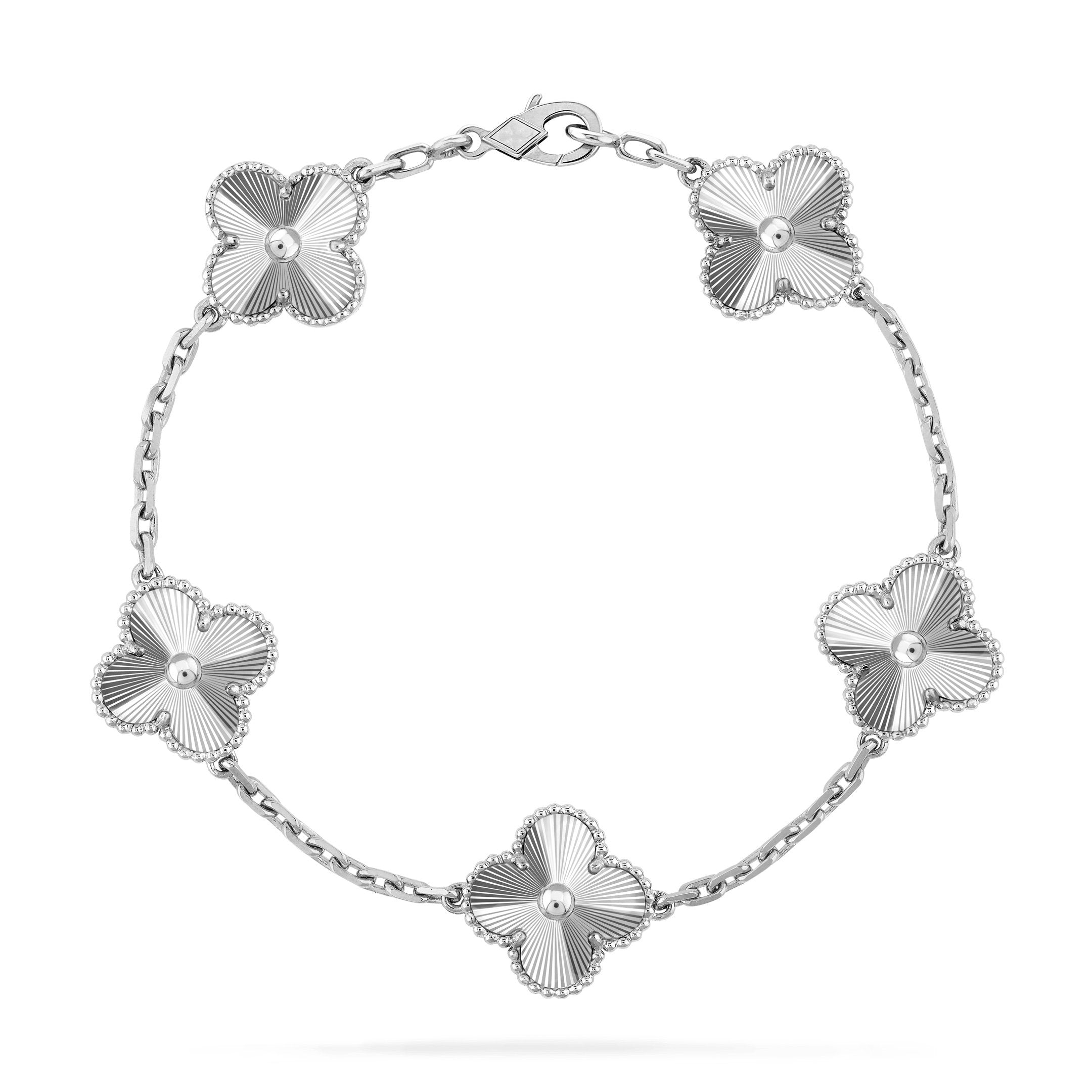 CLOVER 5 MOTIF SILVER BRACELET