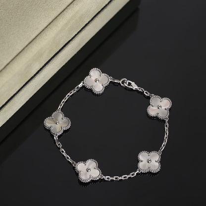 CLOVER 5 MOTIF SILVER BRACELET