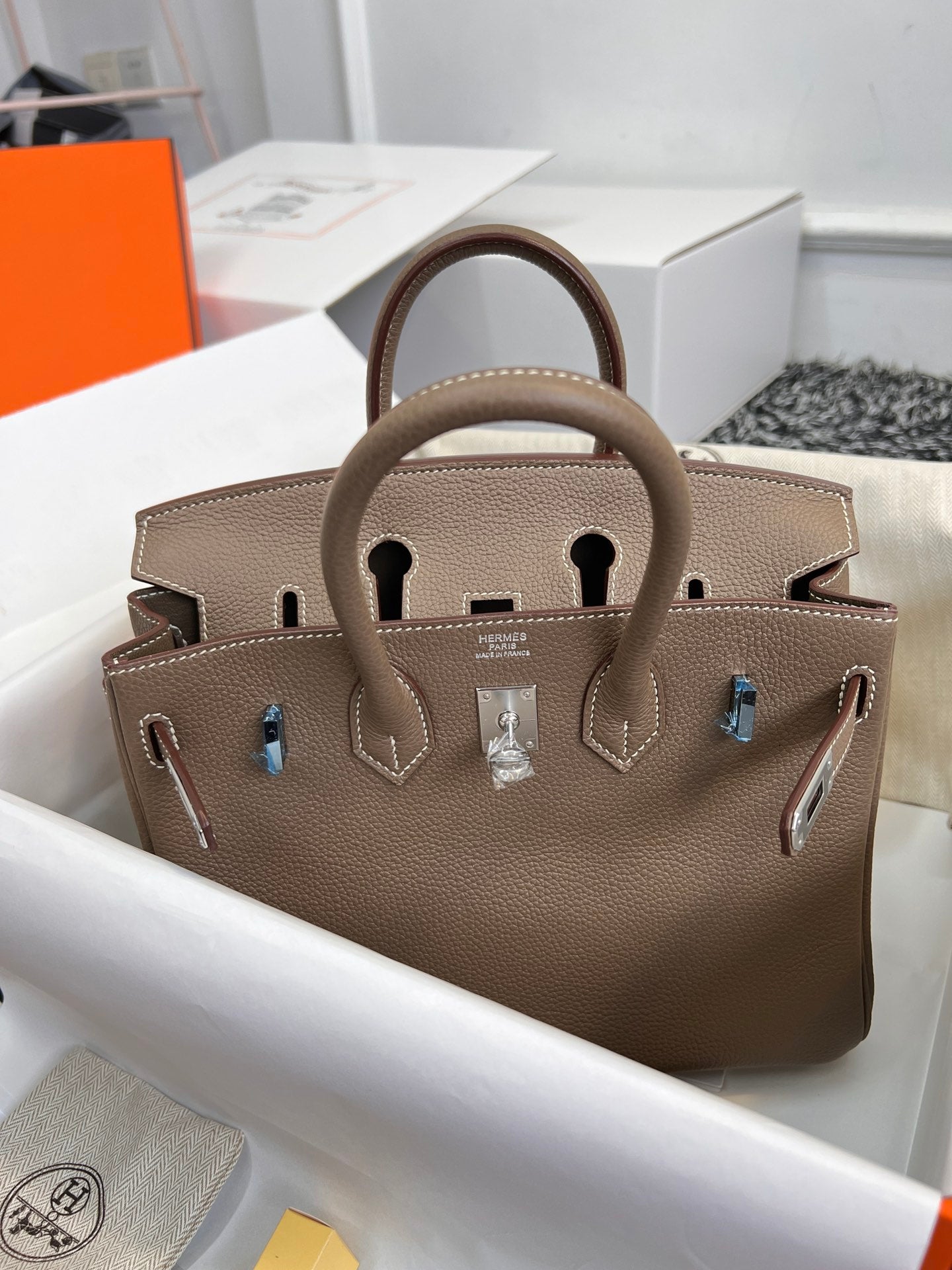 HM BIRKIN 25CM BROWN TOGO LEATHER SILVER HARDWARE