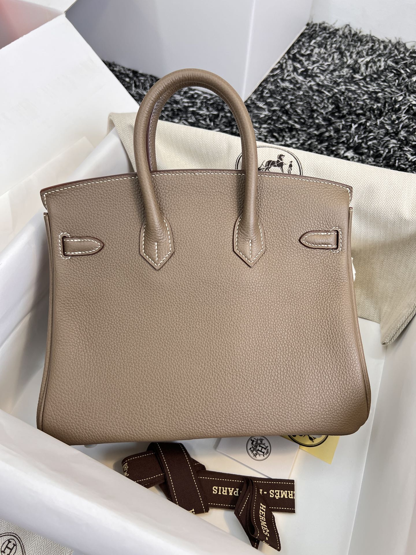 HM BIRKIN 25CM BROWN TOGO LEATHER SILVER HARDWARE