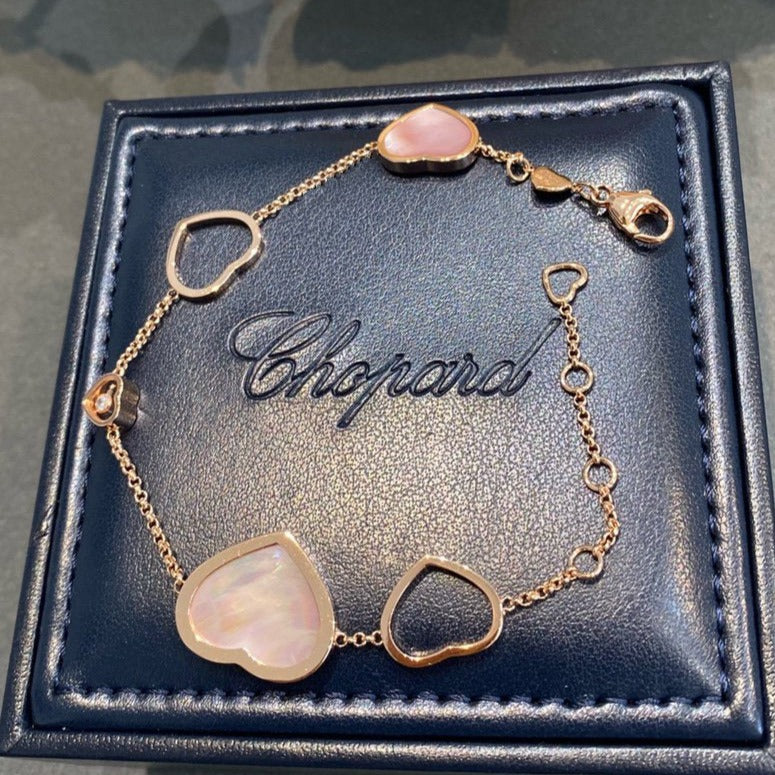 HAPPY HEART PINK MOP PINK GOLD BRACELET