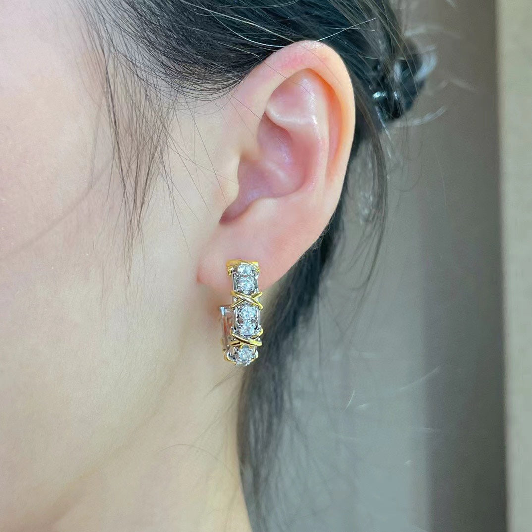 SCHLUMBERGER GOLD DIAMOND EARRINGS