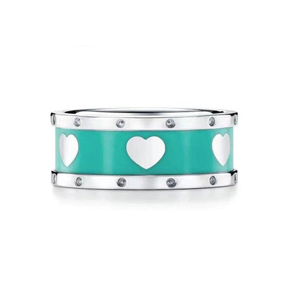 HEART BLUE ENAMEL SILVER RING