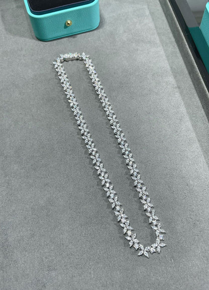 VICTORIA LINK MIXED CLUSTER SILVER DIAMOND NECKLACE