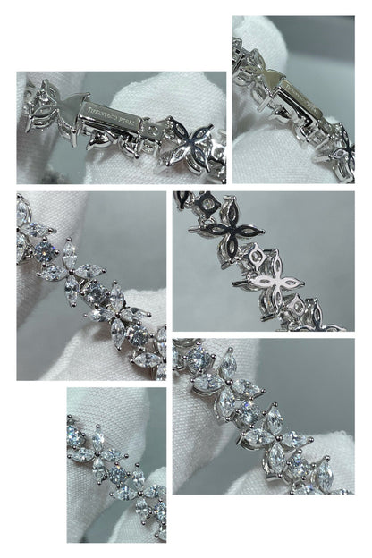 VICTORIA LINK MIXED CLUSTER SILVER DIAMOND NECKLACE