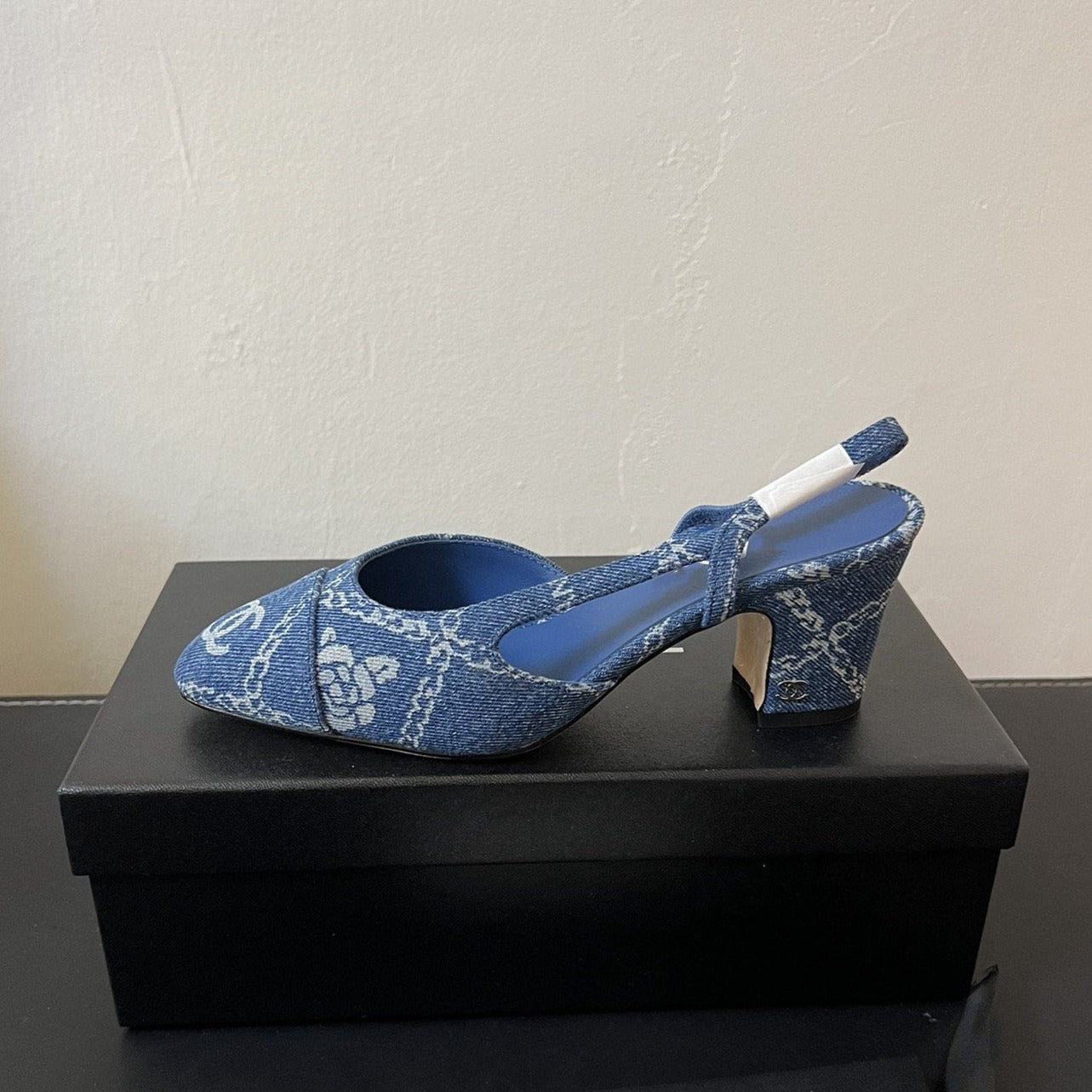 high slingbacks blue denim