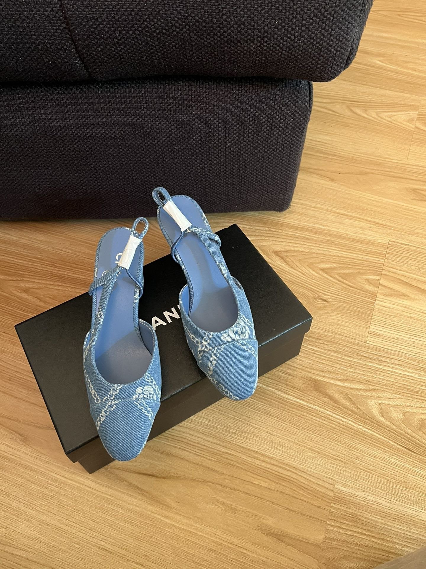 high slingbacks light blue denim