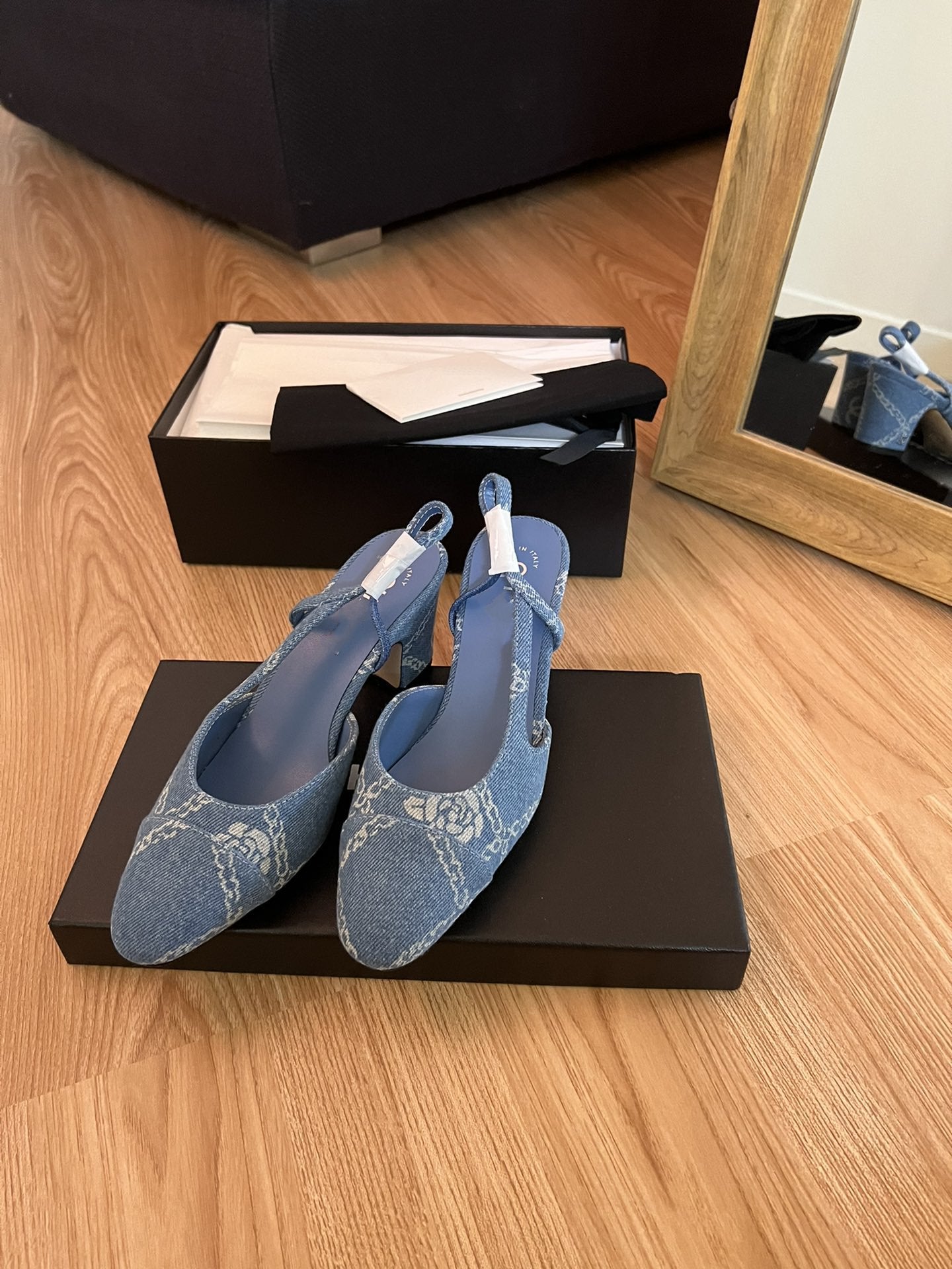 high slingbacks light blue denim