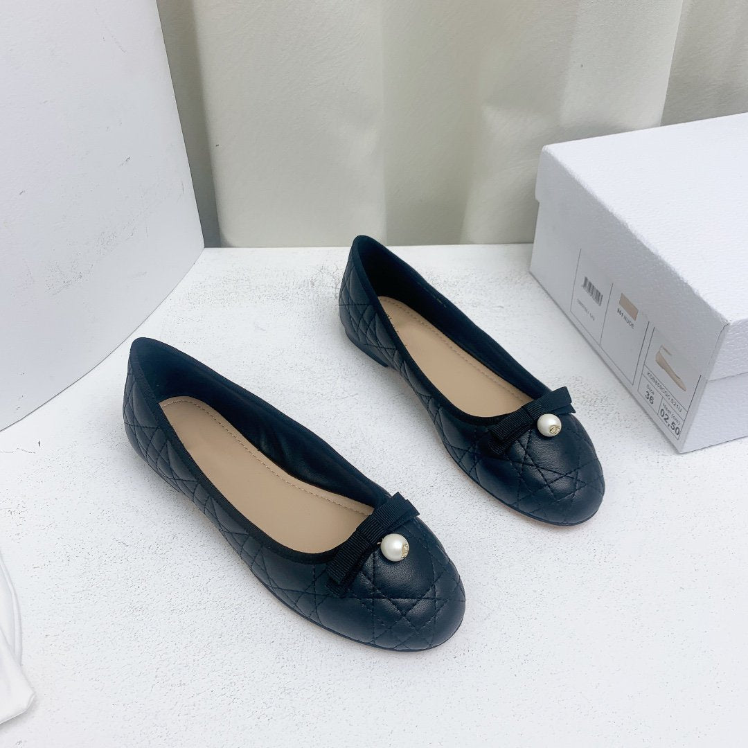 CD BALLET FLAT BLACK MOP FRONT