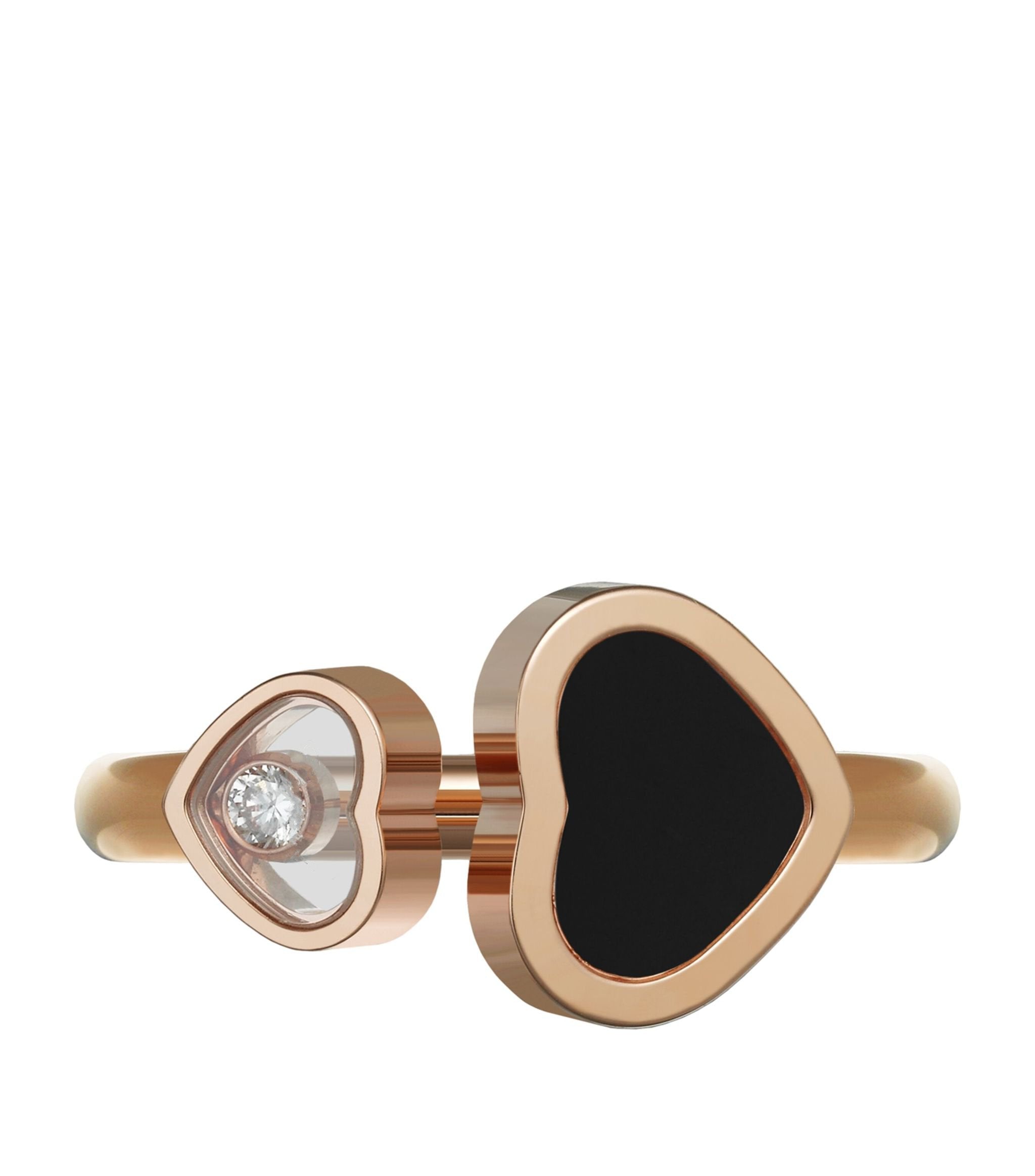 HAPPY HEART ONYX RING PINK GOLD