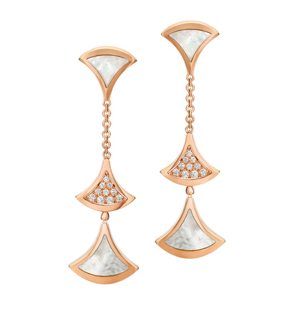 DREAM EARRINGS 3 MOTIFS DIAMOND MOP PINK GOLD