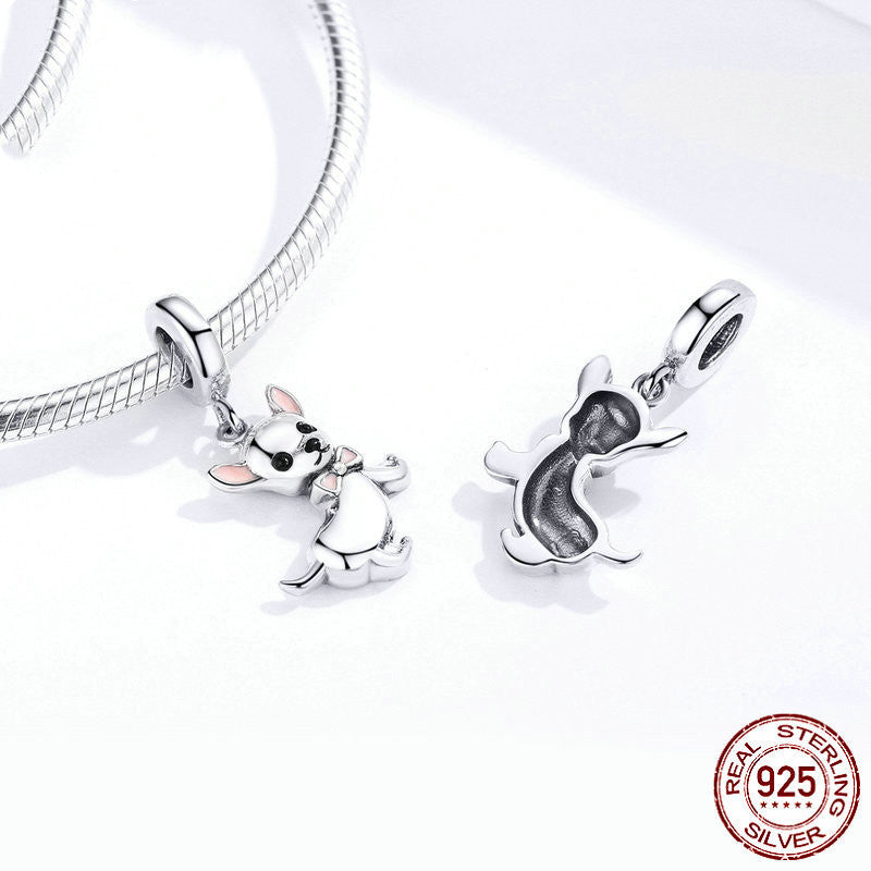 Cute Animal Chihuahua S925 Silver Pendant DIY SCC1317