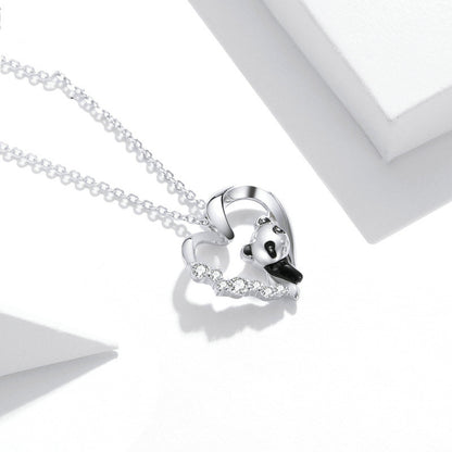 Adorable Panda Platinum Plated Necklace Heart-shaped Cute Animal Girls Necklace