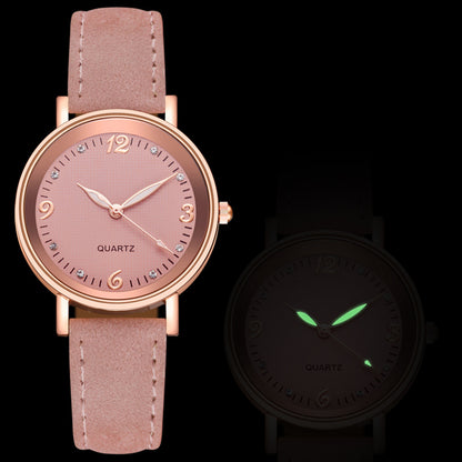 Luminous Quartz Glass Surface Fashion Watch for Women