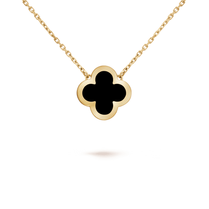 PURE CLOVER PINK GOLD ONYX NECKLACE