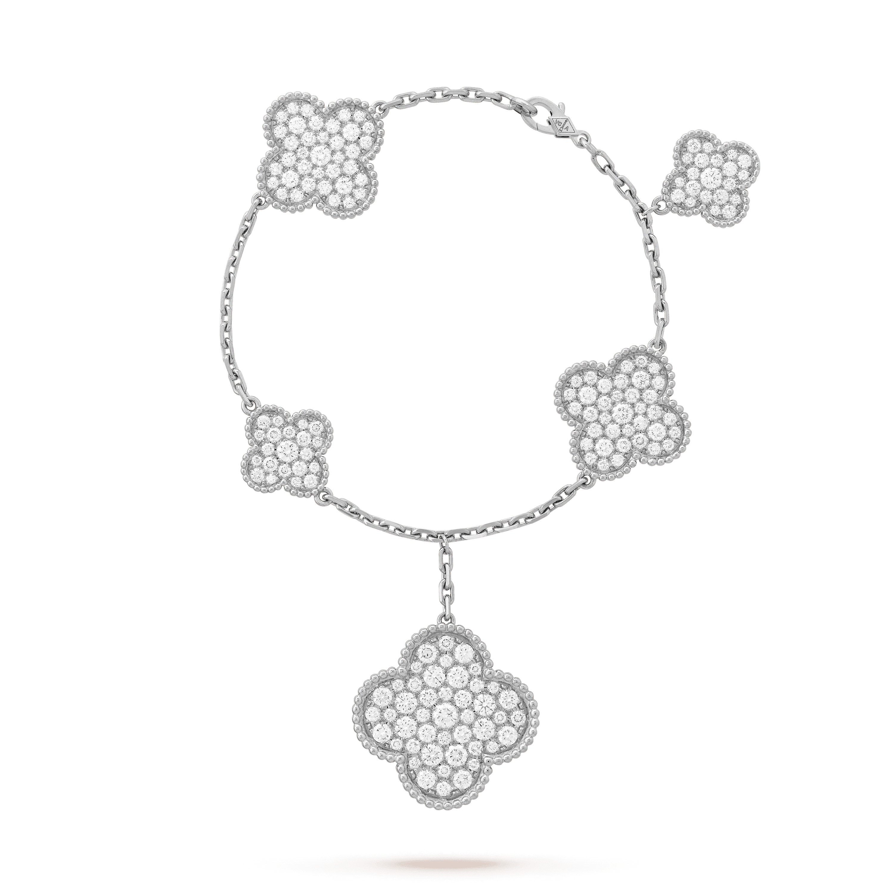 CLOVER 6 MOTIFS SILVER DIAMOND BRACELET