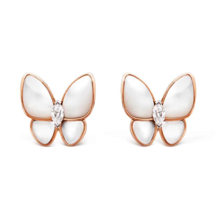 BUTTERFLY MOP EARRINGS PINK GOLD