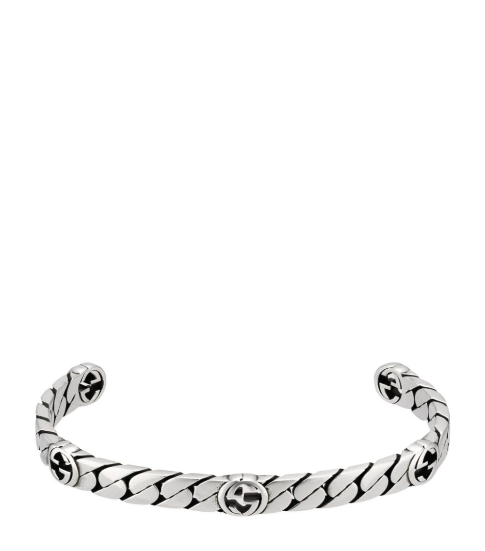 GG SILVER INTERLOCKING OPEN BRACELET