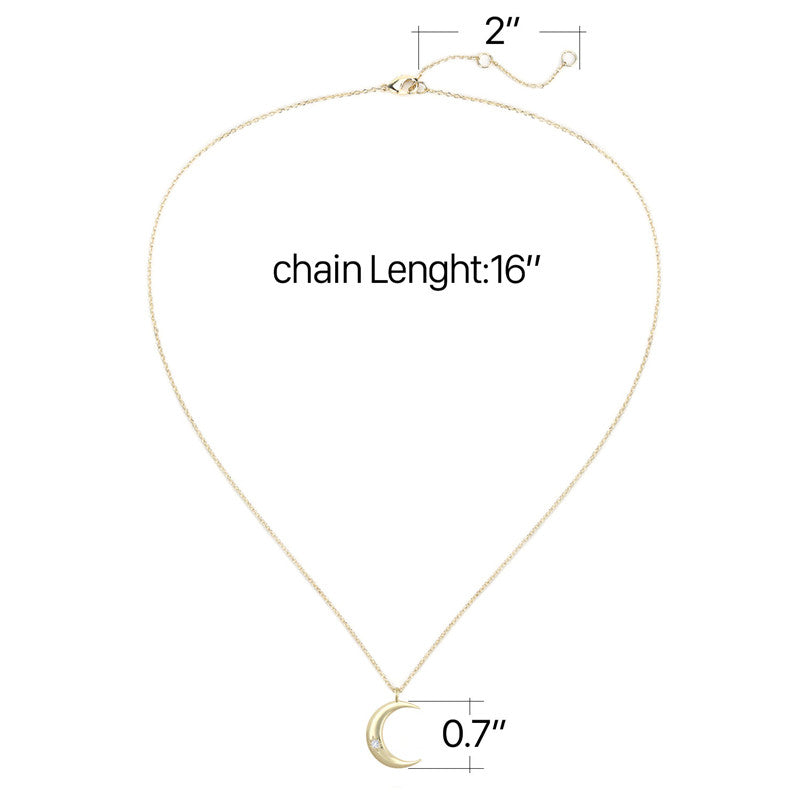Golden Zircon Crescent Necklace - Celestial Pendant