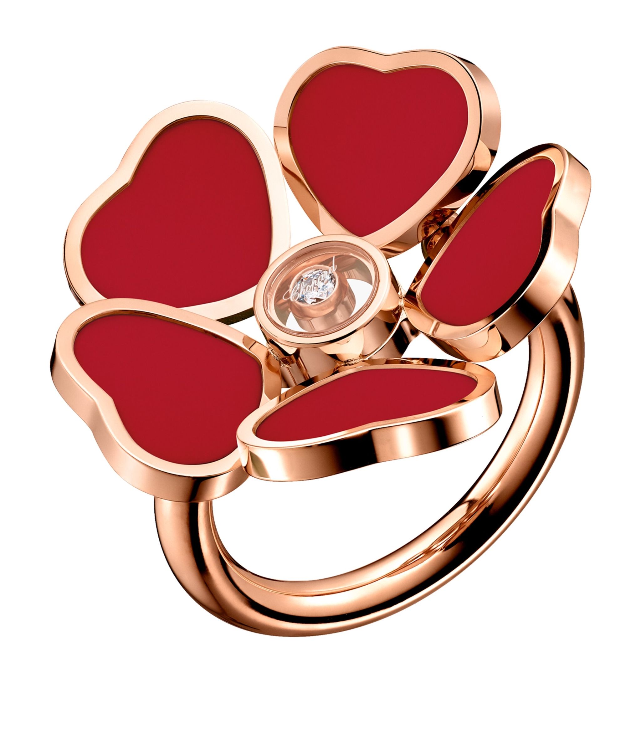 HEART CARNELIAN PINK GOLD RING