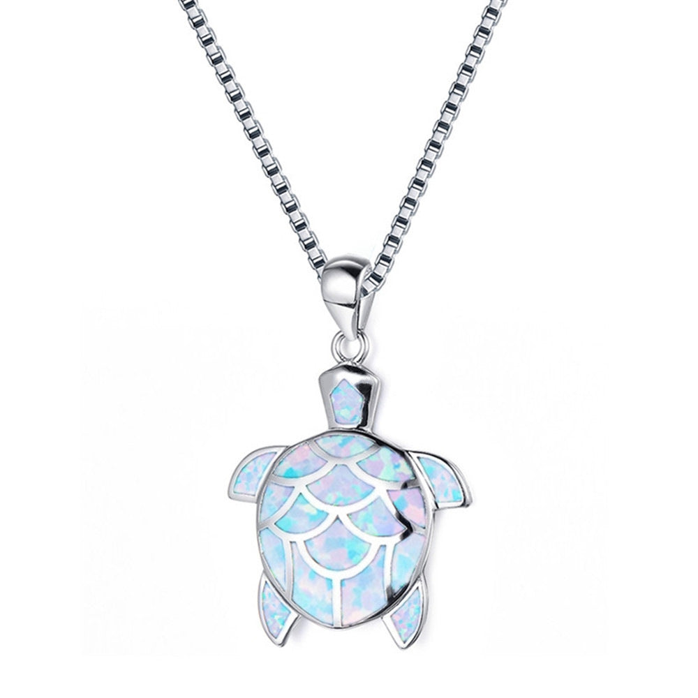 Blue Opal Turtle Necklace - Cute & Elegant Jewelry