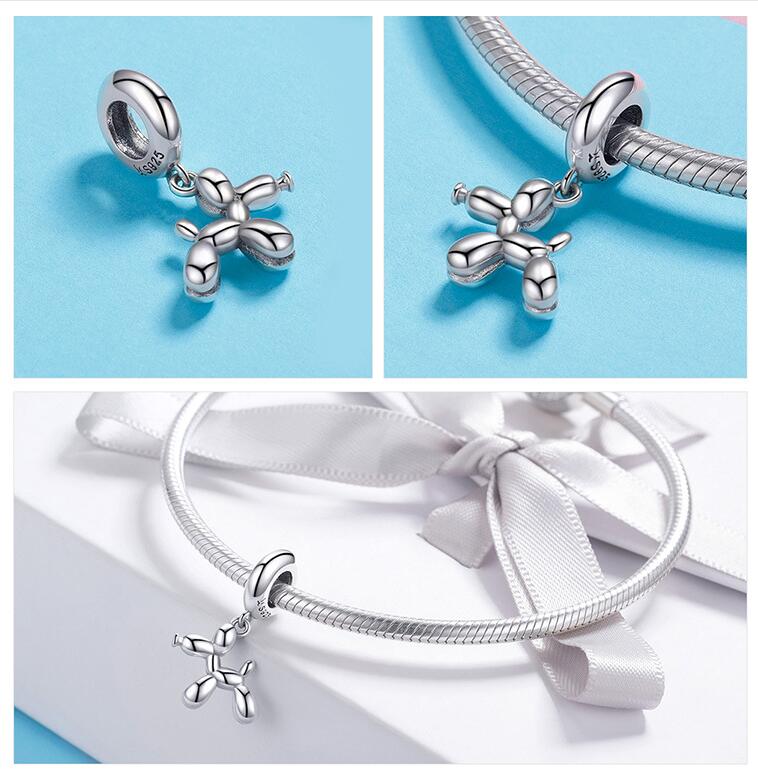Cute Balloon Dog Silver Pendant - Sterling Silver Jewelry for Ladies