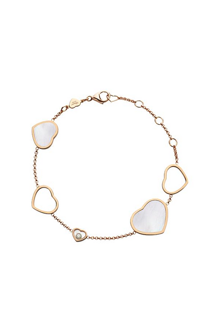 HAPPY HEART WHITE MOP PINK GOLD BRACELET