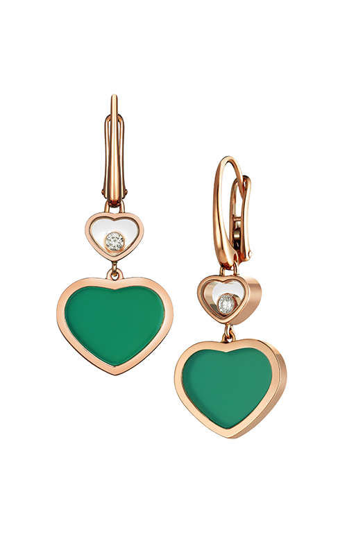 HAPPY HEART EARRINGS MALACHITE PINK GOLD DIAMOND