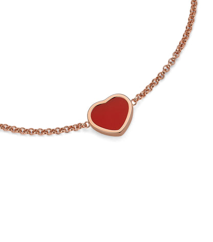 HAPPY HEART CARNELIAN PINK GOLD BRACELET DIAMOND