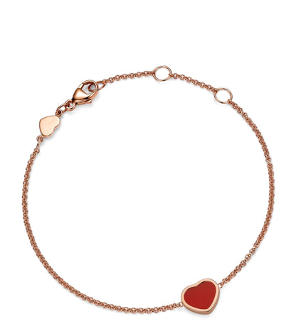 HAPPY HEART CARNELIAN PINK GOLD BRACELET DIAMOND