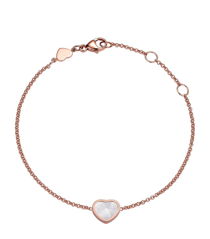 HAPPY HEART WHITE MOP PINK GOLD BRACELET DIAMOND