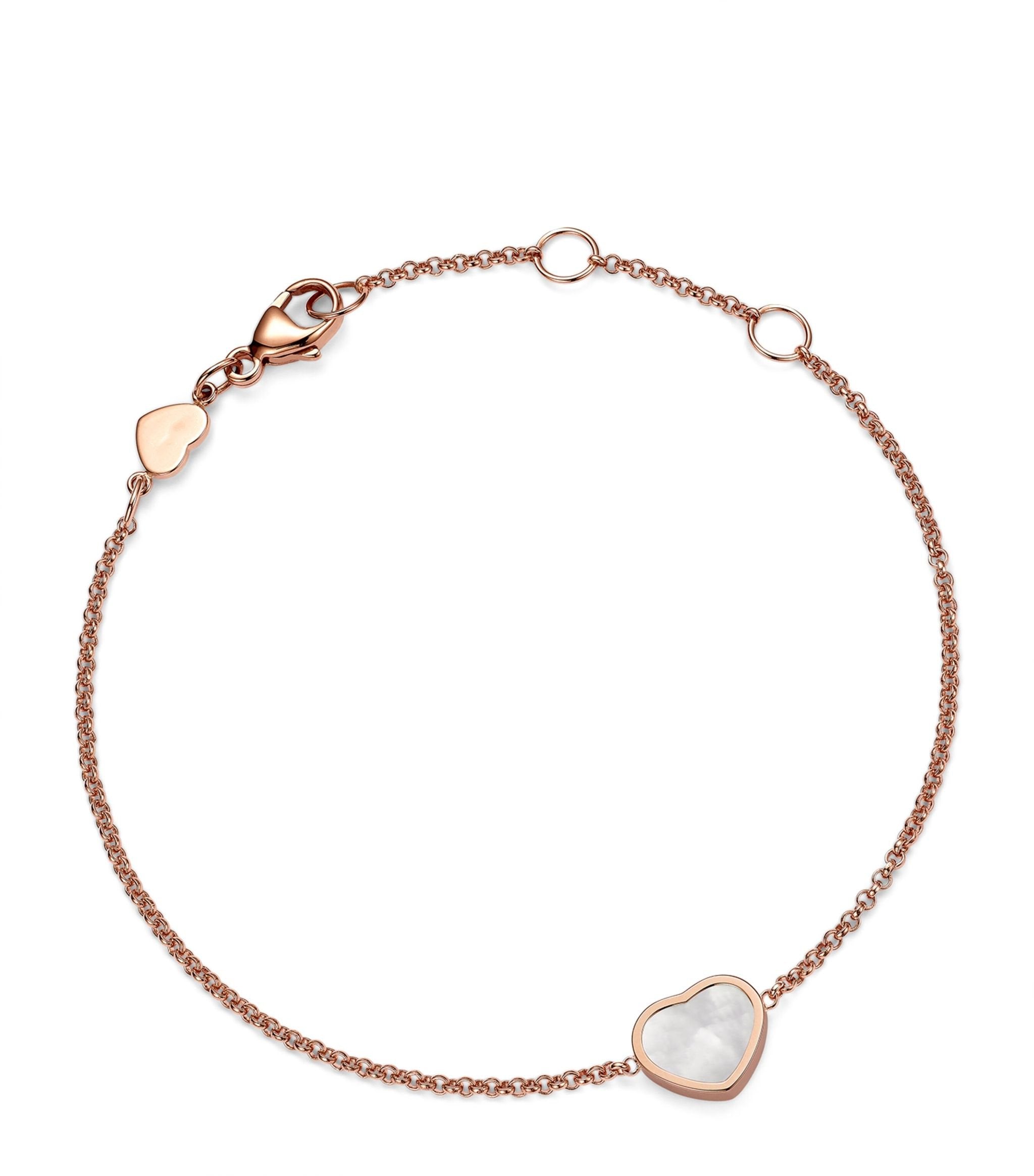 HAPPY HEART WHITE MOP PINK GOLD BRACELET DIAMOND