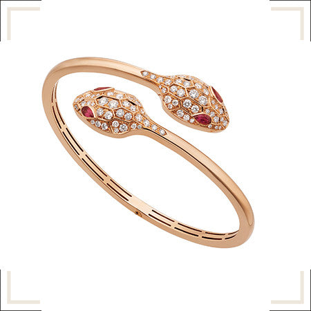 SERPENTI BRACELET PINK GOLD DIAMOND DOUBLE SNAKE