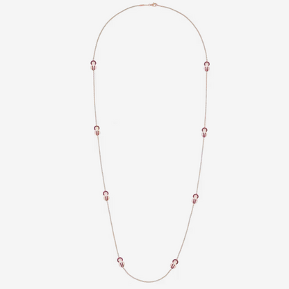 CHANCE INFINIE LONG NECKLACE 8 MOTIFS PINK GOLD DIAMOND MEDIUM MODEL