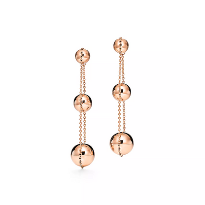 TRIPLE DROP PINK GOLD EARRINGS